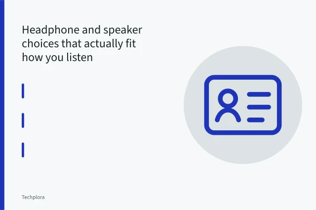 Over-ear headphones with replaceable earpads and detachable cable on a table. Headphone and speaker choices that actually fit how you listen