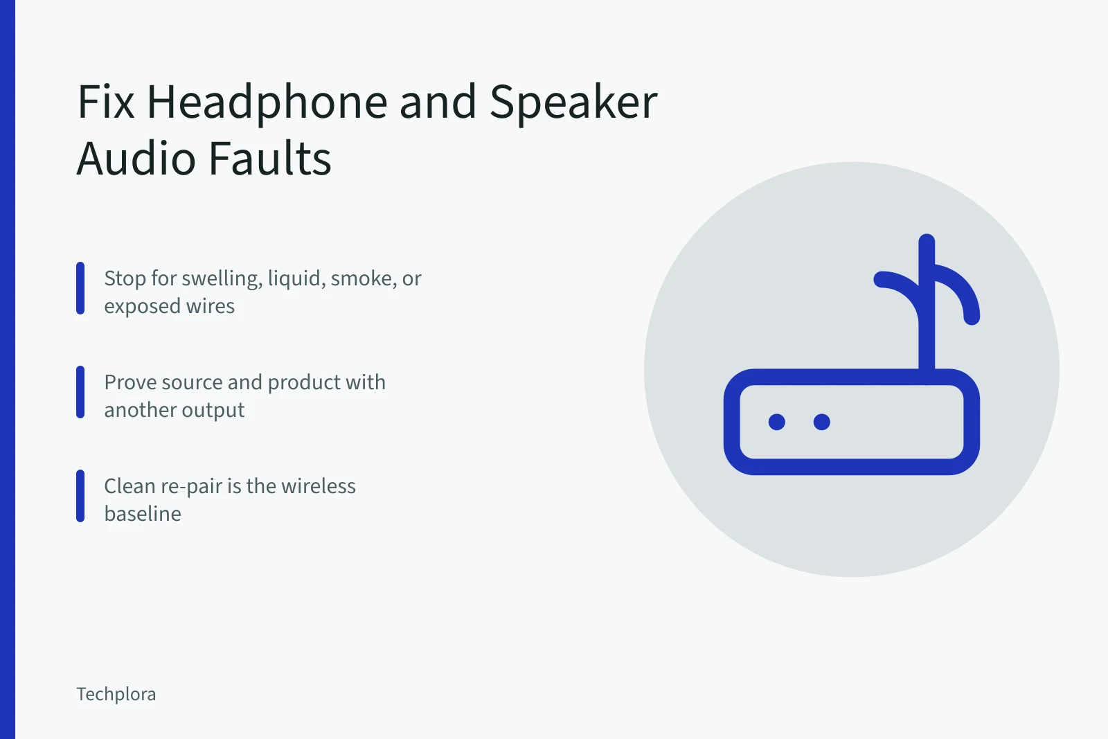 Headphones and portable speaker being tested for sound and pairing faults. Headphone and speaker faults: no sound, dropouts, and pairing failures