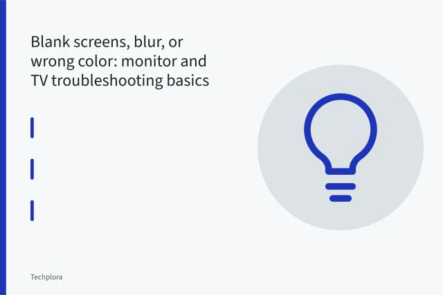 Monitor and TV connected by one direct HDMI cable during troubleshooting. Blank screens, blur, or wrong color: monitor and TV troubleshooting basics