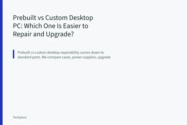 Desktop PC case open showing standard ATX power supply and motherboard for repair. Prebuilt vs Custom Desktop PC: Which One Is Easier to Repair and Upgrade?