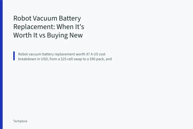 Robot vacuum flipped over, battery pack being swapped out with a screwdriver. Robot Vacuum Battery Replacement: When It's Worth It vs Buying New