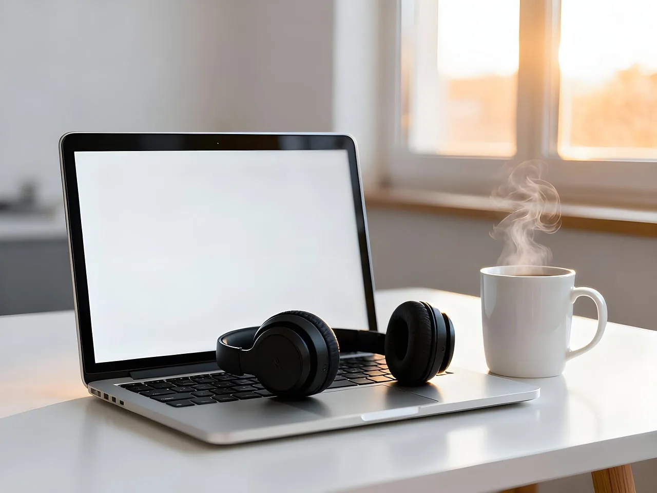 headphones, laptop, office, desk, coffee, cup, window, steam, morning, light, interior, modern, home, technology, remote work, minimalist, workspace, coffee cup, calm, morning coffee. What home office devices cost to run in the UK